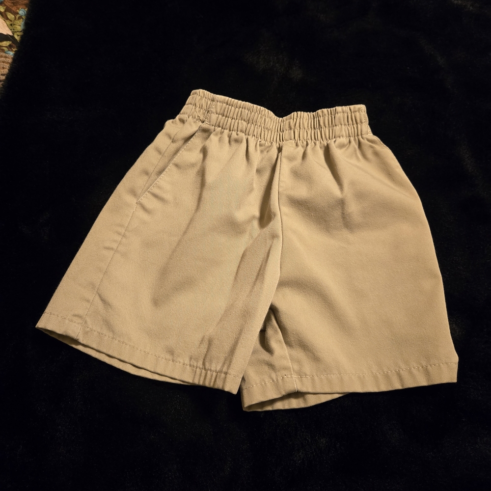 Light Beige Elastic Waist Relaxed Fit Cotton Shorts